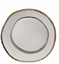 Mango plate set of 2 white enamel