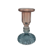 2 colored candleholder Champagne/Blue