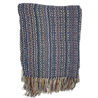 Throw Blue Fringe, fresh yarn, 150 x 125 cm