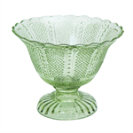 Glass bowl on foot, Lt. green, recycled glas