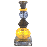 Candle holder multicolor, yellow/blue/black