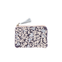 Pouch, Purple velvet with silver/grey embroidery 16x10