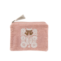 Pouch light pink with Zilver Zari embroidery 21x15