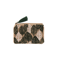 Pouch, light green velvet with silver embroidery 16x10