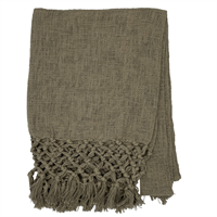 Throw Olive green Fringe, fresh yarn, 150 x 125 cm