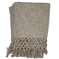 Throw Beige Fringe. fresh yarn, 150 x 125 cm