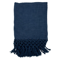 Throw Blue Fringe, fresh yarn, 150 x 125 cm