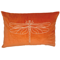Cushion Orange Dragonfly, cotton velvet, 40 x 60 cm