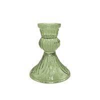 Small Candleholder Dusty Green Stripe, 10 x11 cm