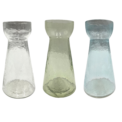 Hyacint glass hammered, set of 6, mixed 3 x 2 colors