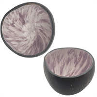 Coconut, dusty purple/white, hand painted - handmade  natural & Eco-Friendly