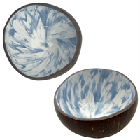 Coconut, blue/white, hand painted - handmade  natural & Eco-Friendly