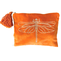 Pouch, Orange velvet dragonfly 20x27