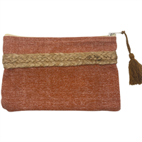 Jute/cotton pouch red stonewashed 17X27