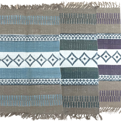 Rugs 6 psc. 2 in each colour blue, olive, purple jute and recycled cotton 60X90