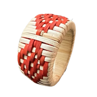 Bamboo napkin ring, natural/Orange, set of 4, handmade