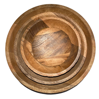 Bowls mango, set of 3, grooved edge, 18/23/29cm