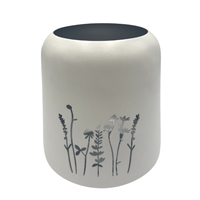 Lantern white metal w/flower carvings 19cm