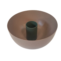 Bowl dusty rose w/green magnetic candle holder D:10,50cm