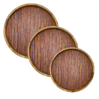 Trays colored wood/mango, set of 3, 35/41/46 cm