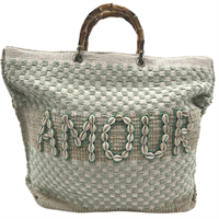 Amour green cotton bag with "bamboo" handle