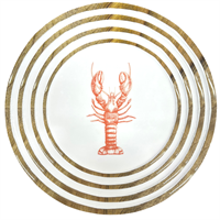 Tray round mango, set of 4 , white with lobster
