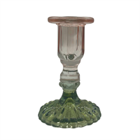 2 Colored candleholder Olive green / Dusty Pink