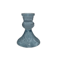 Candleholder 11x9,5 cm Dusty blue, recycled glas