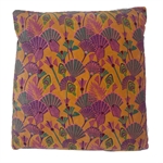 Cushion orange w/purple/green leaves, 50x50, incl filler