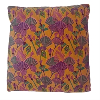 Cushion orange w/purple/green leaves, 50x50, incl filler