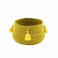 Basket seagrass yellow with tassles