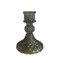 Small Candleholder, Dusty Olive Harlequin